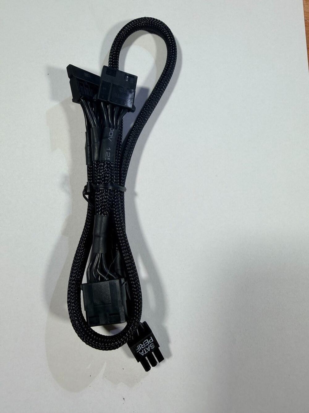 Modular PSU Power Cable 6-Pin to 2 SATA + 2 Molex Black Sleeved